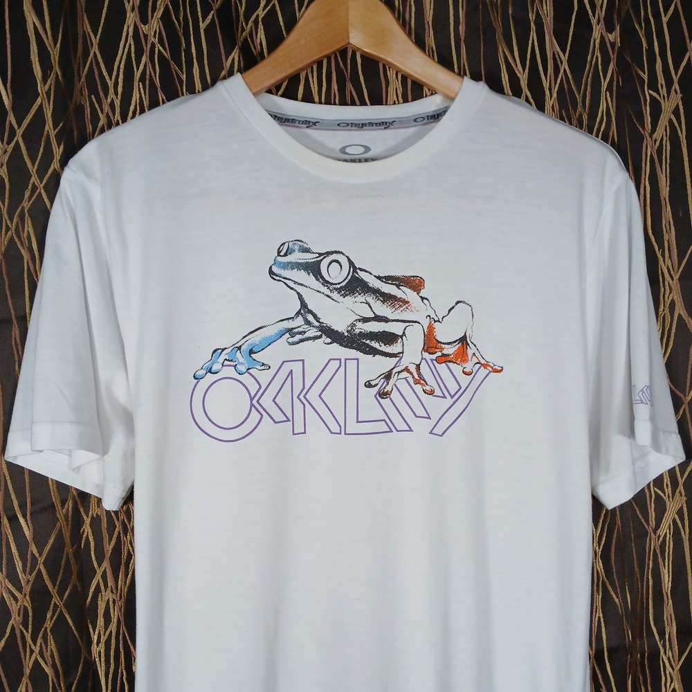 Oakley Hydrolix Frog Logo Graphic T-Shirt Mens Medium White Regular Fit 454478
